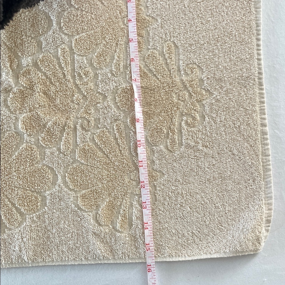 Vintage Fieldcrest Cotton Towel Beige Jacquard Floral Pattern mid century retro - Picture 11 of 12